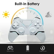 Wireles Game Controller for P4/Pro/PC/Slim, Bluetooth Gamepad Remote Joystick with LED Light Turbo/Dual Vibration/6-Axis Motion Sensor, White
