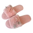 thumbnail image 7 of uublik Open Toe Fuzzy Slippers for Women Cozy Memory Foam House Shoes Soft Faux Fur Lightweight Slippers for Indoor Outdoor, Pink, 7 of 7
