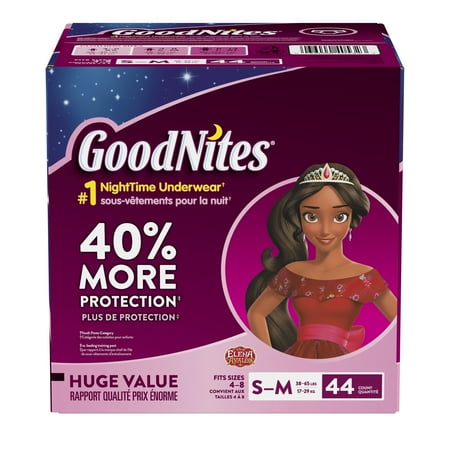 GoodNites Bedtime Underwear for Girls, Economy Pack 34-44 Count (Choose Your Size)