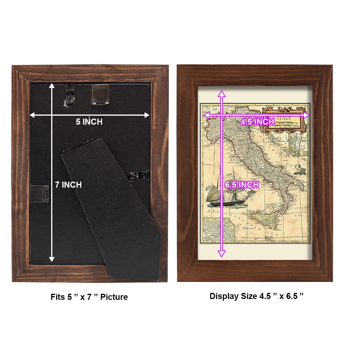 Italy Map -Framed Print w/glass-Chestnut