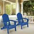 thumbnail image 2 of Gymax Lot de 4 Chaises Adirondack Pliantes pour Patio, Résistantes aux Intempéries, avec Porte-Gobelet, Cour, Bleu Marine, 2 of 8