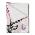 thumbnail image 2 of Deer Soft Flannel Fleece Throw Blanket, Sketch of Deer with Flowers Leaves and Dream Catcher Tribal Art Boho Style Print, Cozy Plush for Indoor and Outdoor Use, 50" x 70", Black Fuchsia, by Ambesonne, 2 of 5