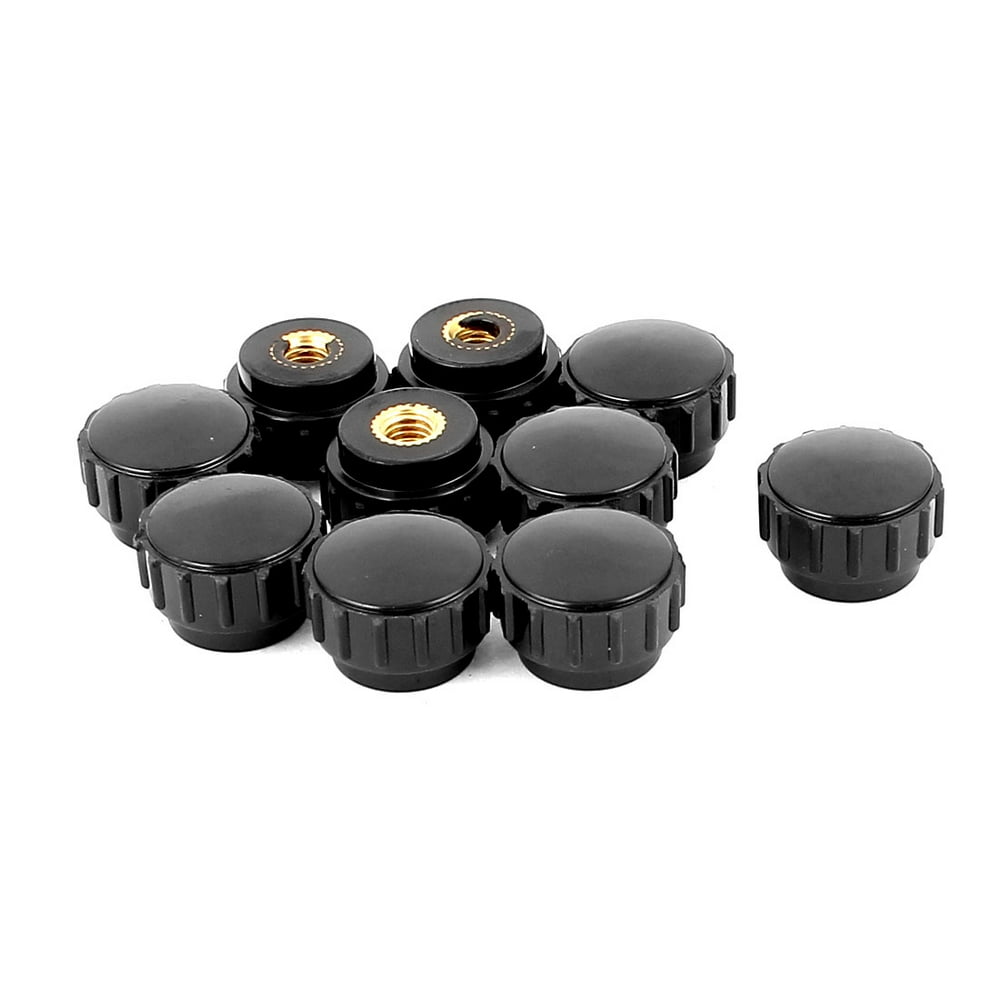 M5 Female Threaded Plastic Round Head Screw On Clamping Knob Handle Black 10pcs