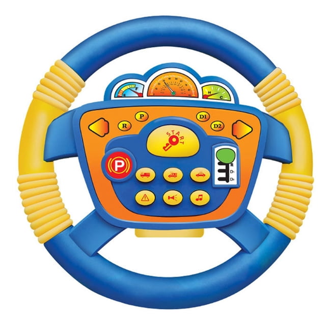Juguete de volante multifuncional interactivo con sonido giratorio para , juguete de rueda eléctrica para regalos de cumpleaños, y niñas de , Amarillo azul Sunnimix Volante Juguetes