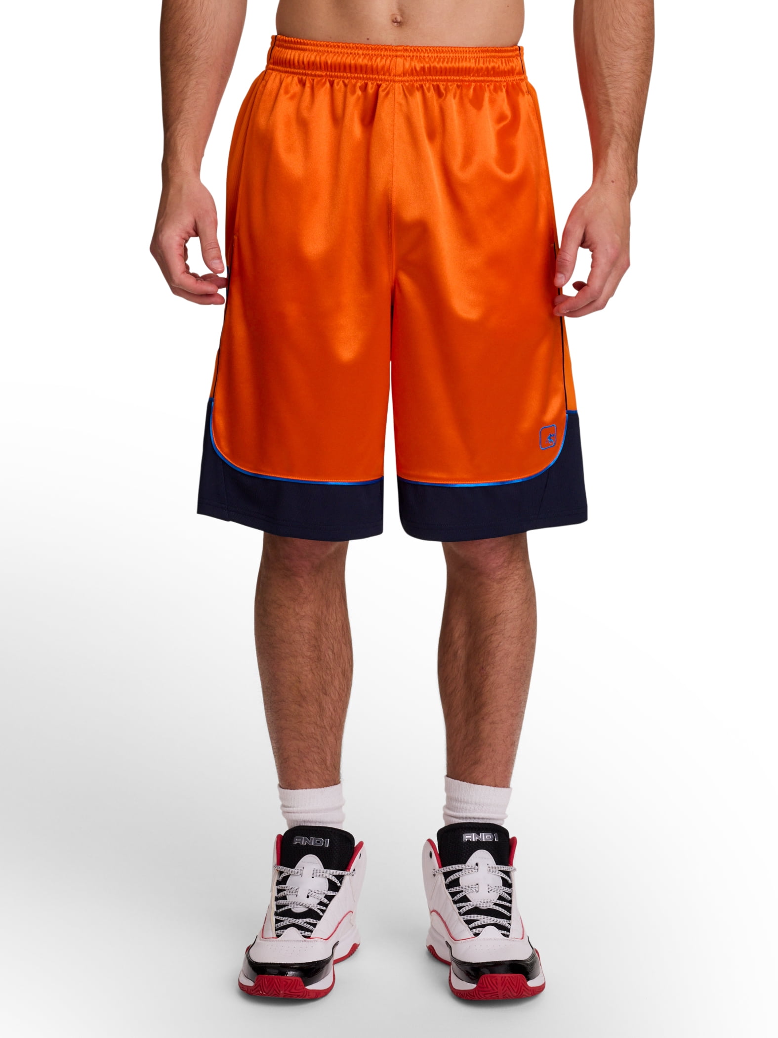 AND1 Men's and Big Men's All Court Colorblock Short, 11" inseam, up to Size 5XL