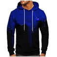 thumbnail image 2 of Men's Loose Fit Hoodie with Watercolor Print, Casual Long Sleeve Pullover Sweatshirt, Soft Brushed Fleece for Streetwear, Winter Comfort, Christmas Holiday Season,Blue,3XL, 2 of 6