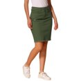 thumbnail image 4 of Falda de mezclilla INSPIRE CHIC para mujer, casual, desgastada, hasta la rodilla, talla XL, verde olivo, 4 of 6