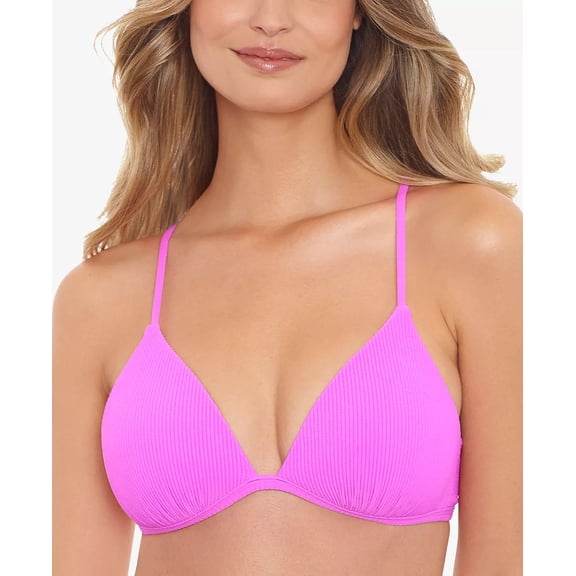 Salt Cove FUCHSIA Juniors' Molded-Cup Triangle Bikini Swim Top, US Large