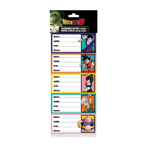Etiqueta Escolar Granmark Dragon Ball 22x10 cm 10 piezas