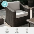 thumbnail image 4 of Martha Stewart Indoor-Outdoor Patio Accent Chair in Brown Rattan Wicker with Tan All-Weather Cushions, 4 of 11