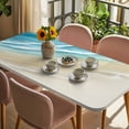 thumbnail image 3 of Teal Blue Beach Coastal Table Cloths for 4 Foot Rectangle Tables, Summer Ocean Nautical Seaside Patio Waterproof Elastic Fitted Tablecloths, Washable Rectangular Table Cover for Camping, 3 of 8