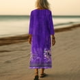 thumbnail image 4 of WTOBBY Women's Timeless Floral Print V-Neck 3/4 Sleeve Beach Dress, Relaxed Fit Midi Sundress with Casual Style for Seaside Activities,Purple XL, 4 of 6