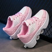 Roller Skates for Women Men, Shoes with Wheels for Girls, Kick Rollers Shoes Retractable for Boys, Adult Parkour Quad Roller Shoes, Inline Skates Childrens Outdoor Skates