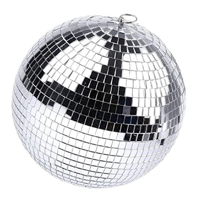 Bola Colgante de Discoteca con Espejo Plateado Anillo para Fiesta Efectos Luz, Escenario Club DecoracióN del Hogar (8 Pulgadas)