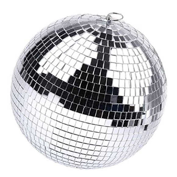 Bola Colgante de Discoteca con Espejo Plateado Anillo para Fiesta Efectos Luz, Escenario Club DecoracióN del Hogar (8 Pulgadas)