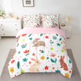 thumbnail image 2 of YST Rabbit 7Pcs Comforter Cartoon Rabbits Comforter Set Bed In A Bag Twin Size Colorful Flowers Leaves Bedding (1 Comforter, 1 Flat Sheet 1 Fitted Sheet 2 Pillowcases 2 Throw Pillow Covers), 2 of 5