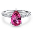 thumbnail image 3 of Gem Stone King 10K White Gold Pure Pink Mystic Topaz and Lab Grown Diamond Engagement Ring for Women | 2.56 Cttw | Pear Shape 10X7MM | Gemstone November Birthstone | Size 7, 3 of 6