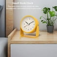 thumbnail image 2 of 3" Analog Alarm Clock - Silent Non Ticking Small Clock, Rotatable Stand Metal Desk Clock, Simple Design for Living Room Decor/Bedroom/Bedside/Shelf (Yellow), 2 of 7