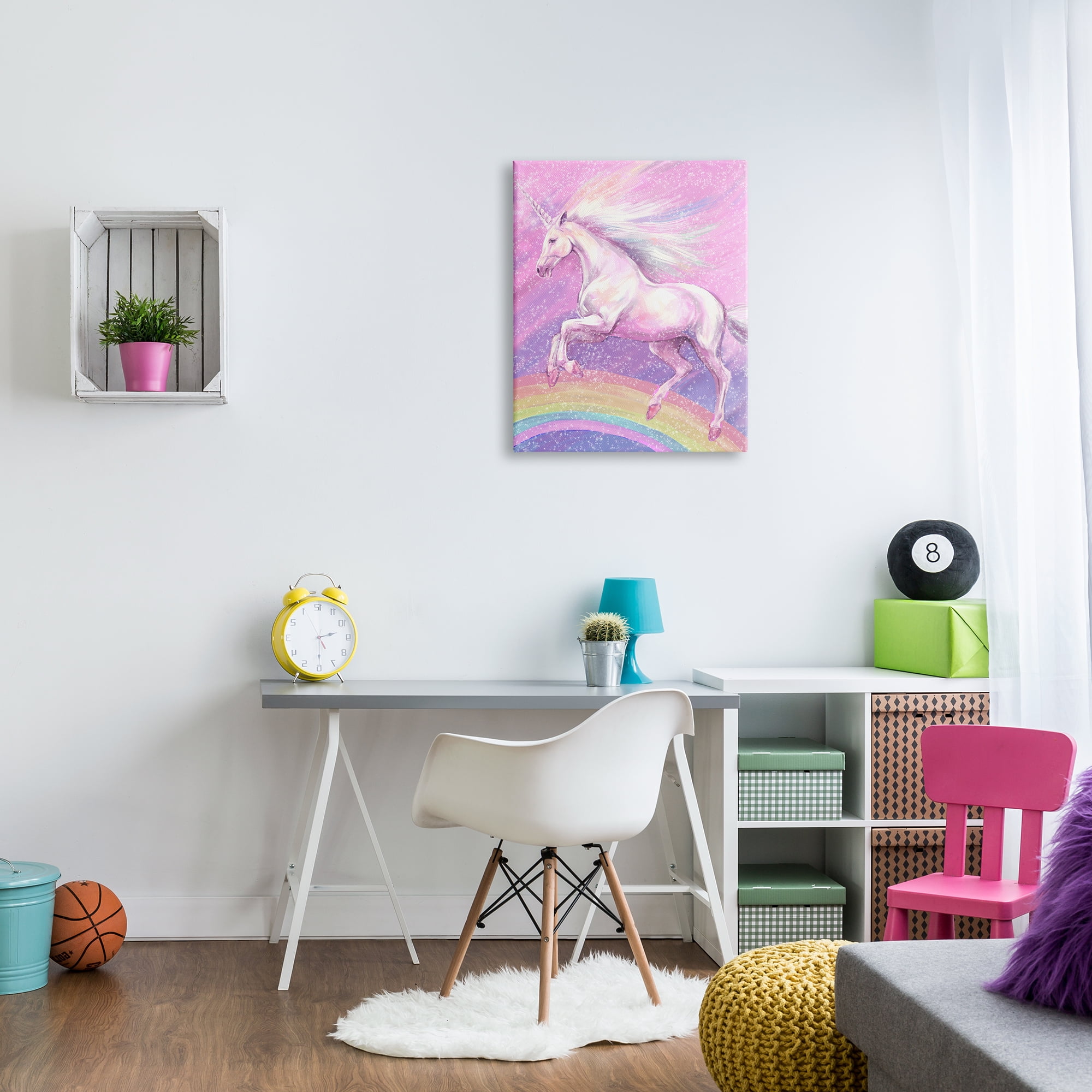 Stupell Industries Rainbow Unicorn Scene Fairy Tales & Fantasy Painting Gallery Wrapped Canvas Print Wall Art, 24 x 30