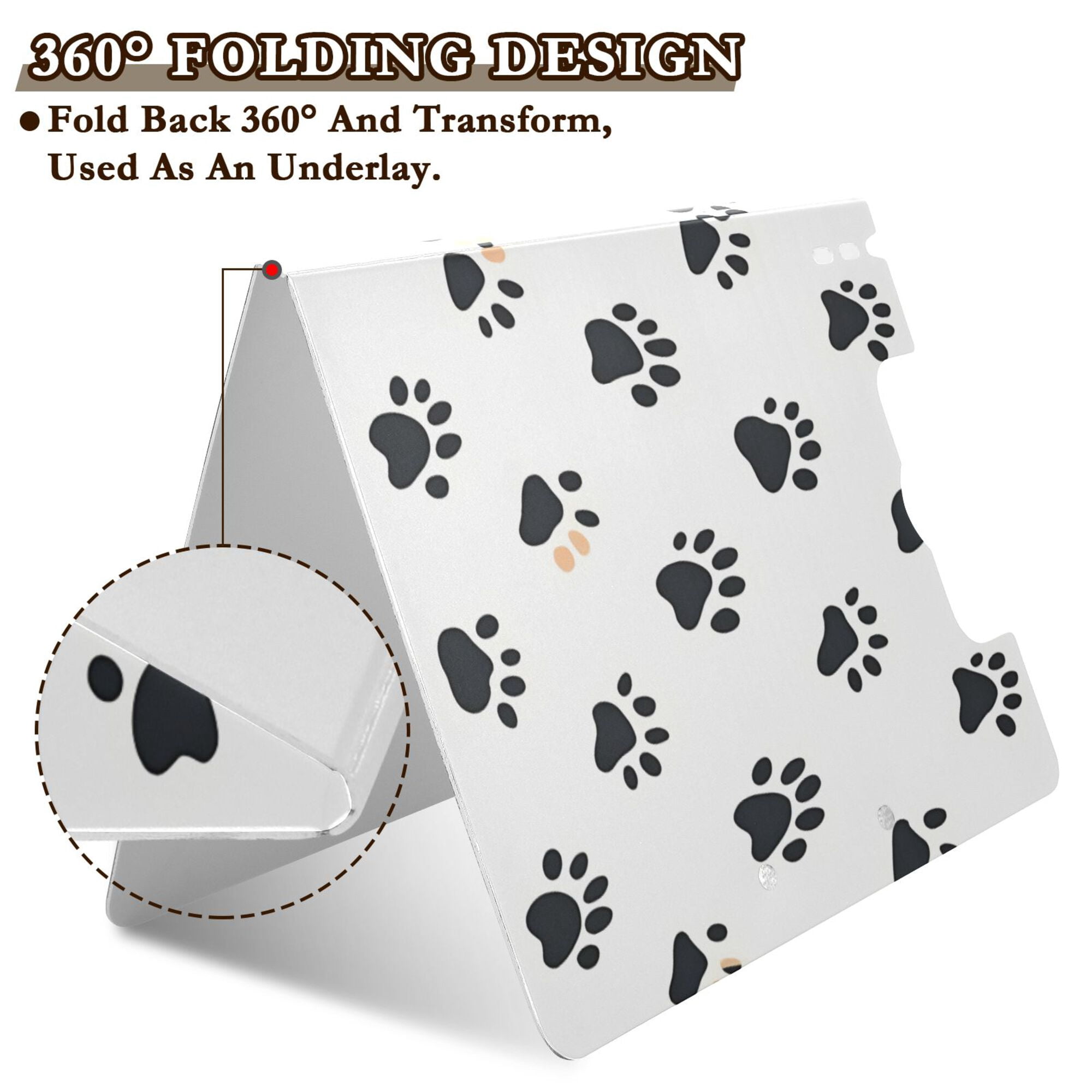 FORMRS A4 Clipboard Folder with Pen Holder Horizontal Foldable School Office Binder, Black Cartoon Cat Paw