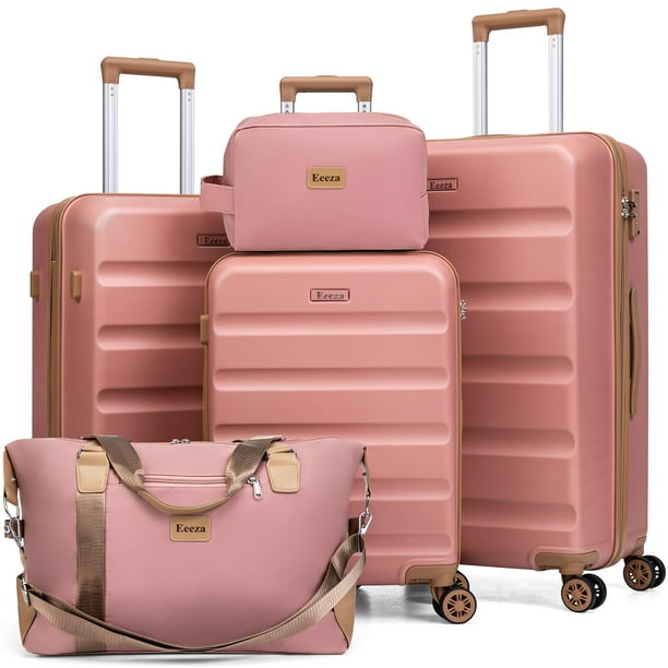 Set de equipaje Eeeza, funda rígida de plástico ABS de 5 piezas con cierre giratorio TSA