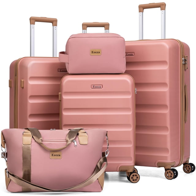 Set de equipaje Eeeza, funda rígida de plástico ABS de 5 piezas con cierre giratorio TSA