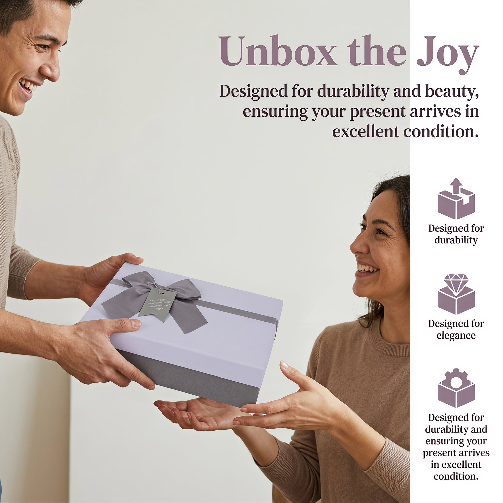 Unique Bargains Elegant Gift Box with Textured Finish White 9.1" x 6.3" x 2.4"