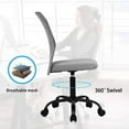 thumbnail image 3 of Armless Office Chair Mesh Desk Chair Adjustable Mesh Computer Chair No Arms Task Rolling Chair with Quiet 360°Swivel Wheels for Adults, Gray, 3 of 7