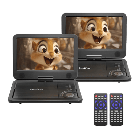 BOIFUN 12.5" Portable DVD Player with 10.5" Swivel HD Screen for Car and Kids, 5h Rechargeable Battery, Support Multiple Disc Formats/Sync TV, 2Pack