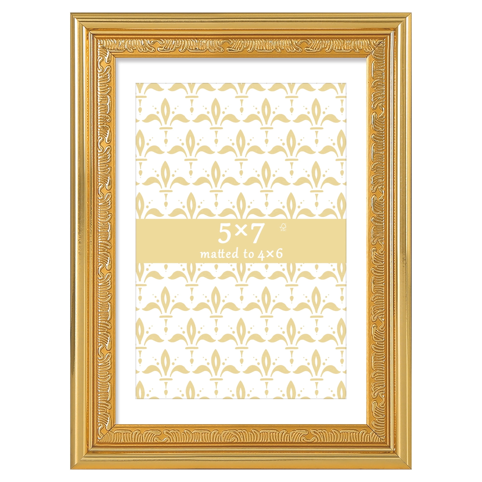 5x7 Picture Frame Matted to 4x6 - Gold Matted Ornate Vintage Gallery Wall Photo Frame