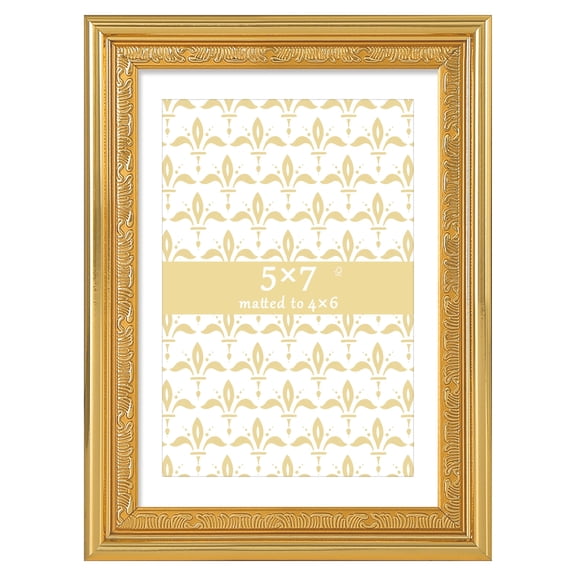 5x7 Picture Frame - Gold Matted Ornate Vintage Gallery Wall Photo Frame