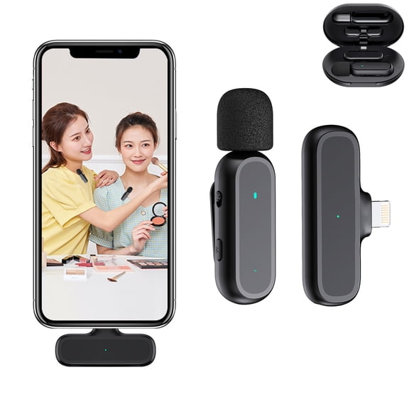 PPgejGEK Wireless Lavalier Microphone for android /IOS System Noise Reduction Plug-Play Clip On Lapel Mic for Recording, Vlog, Live Streaming