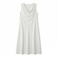 thumbnail image 4 of Gpaecead Women's Cowl Neck Sleeveless Maxi Dress Cotton Linen Loose Fit Minimalist Summer Beach Vacation Outfit With Pockets White, 4 of 6