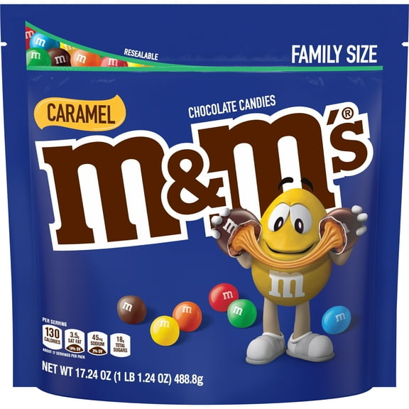 M&M's Caramel Milk Chocolate Candy, Family Size- 17.24 oz Bag