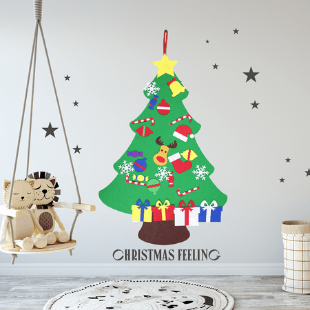 Diy Felt Christmas Tree Set 30pcs Detachable Ornaments Wall