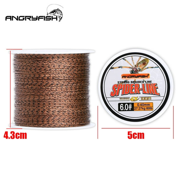 Redcolourful Spider-Line Series 100m Pe Braided Fishing Line Camouflag 4 Strands 20- 220lb Multifilament Fishing Line Brown 0.16mm-20lb