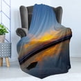 thumbnail image 4 of Yellowstone Soft Flannel Fleece Blanket, Yellowstone National Park Sunrise on Lakeside Romantic Nature Outdoor Picture, Cozy Plush for Indoor and Outdoor Use, 70" x 90", Yellow Blue, by Ambesonne, 4 of 5