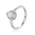 thumbnail image 2 of White Opal Teardrop Halo Ring, 2 of 11