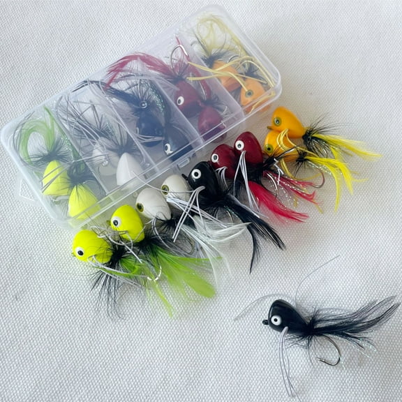 10pcs Fly Fishing Poppers Topwater Fishing Lures Bass Popper Flies Bugs Lures Fly Fishing Lure Kit Panfish Bait Dry Fly Fishing Flies for Bass Trout Panfish Bluegill Crappie Salmon