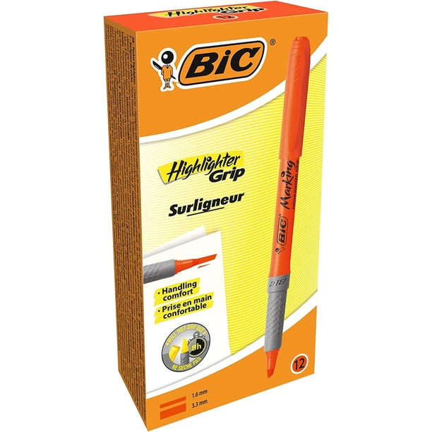 Marcadores Fluorescentes BIC Grip Naranja Paquete de 12