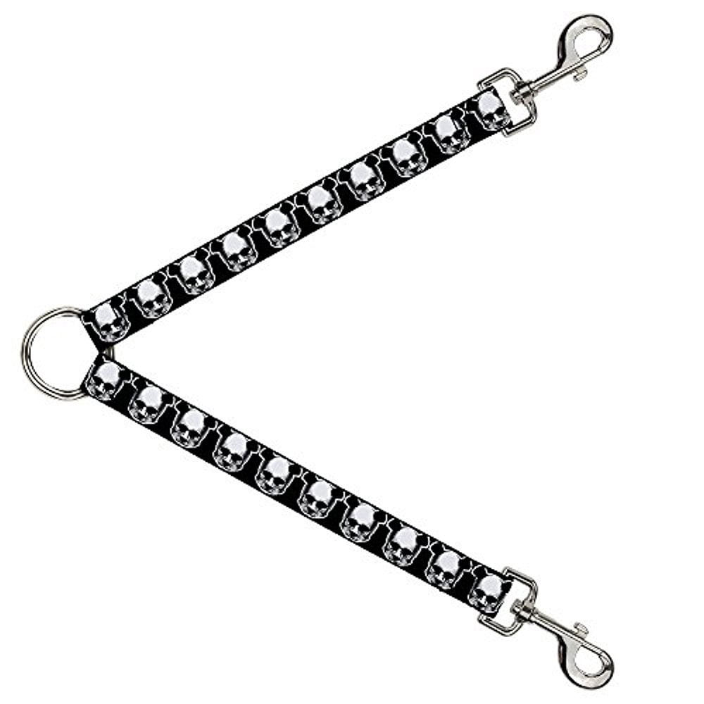 Buckle-Down Leash Splitter - Panda Skulls - 1" Wide - 30" Length