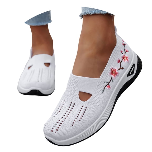 Women'S Lightweight Breathable Mesh Walking Shoes Orthopedic On Round Toe Non Soft Sole Running Shoes For Women