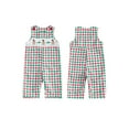 thumbnail image 2 of BemeyourBBs Baby Boy Plaid Romper Embroidery Round Neck Sleeveless Jumpsuit, 2 of 9