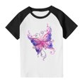 thumbnail image 6 of hengsof Girls Fashion Raglan Sleeve Short Sleeve T-Shirt, Summer Children Cute Print Pattern Round Neck Casual Comfortable Shirt, 6 of 6