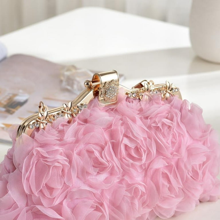 clutch for pink dress Baby Pink Metallic Acrylic Shell Clutch Bag