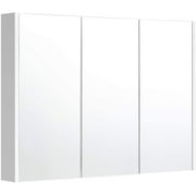 Giantex Large Mirrored Medicine Cabinet, Bathroom Wall Mounted Storage Cabinet with Triple Mirrored Doors and Adjustable Shelves, Ideal for Bathroom, Living Room, 36 x 4.5 x 25.5 inches (White)