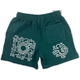 thumbnail image 4 of Keith Haring Iconic Art Pieces Small Dark Green Sweat Shorts for Men, 4 of 4