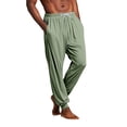 thumbnail image 2 of Men's Solid Pajama Pants Drawstring Elastic Waist Lounge Pants Jogger Ankle Soft Sleep Pants with Side Pockets ,XL,Mint Green, 2 of 9