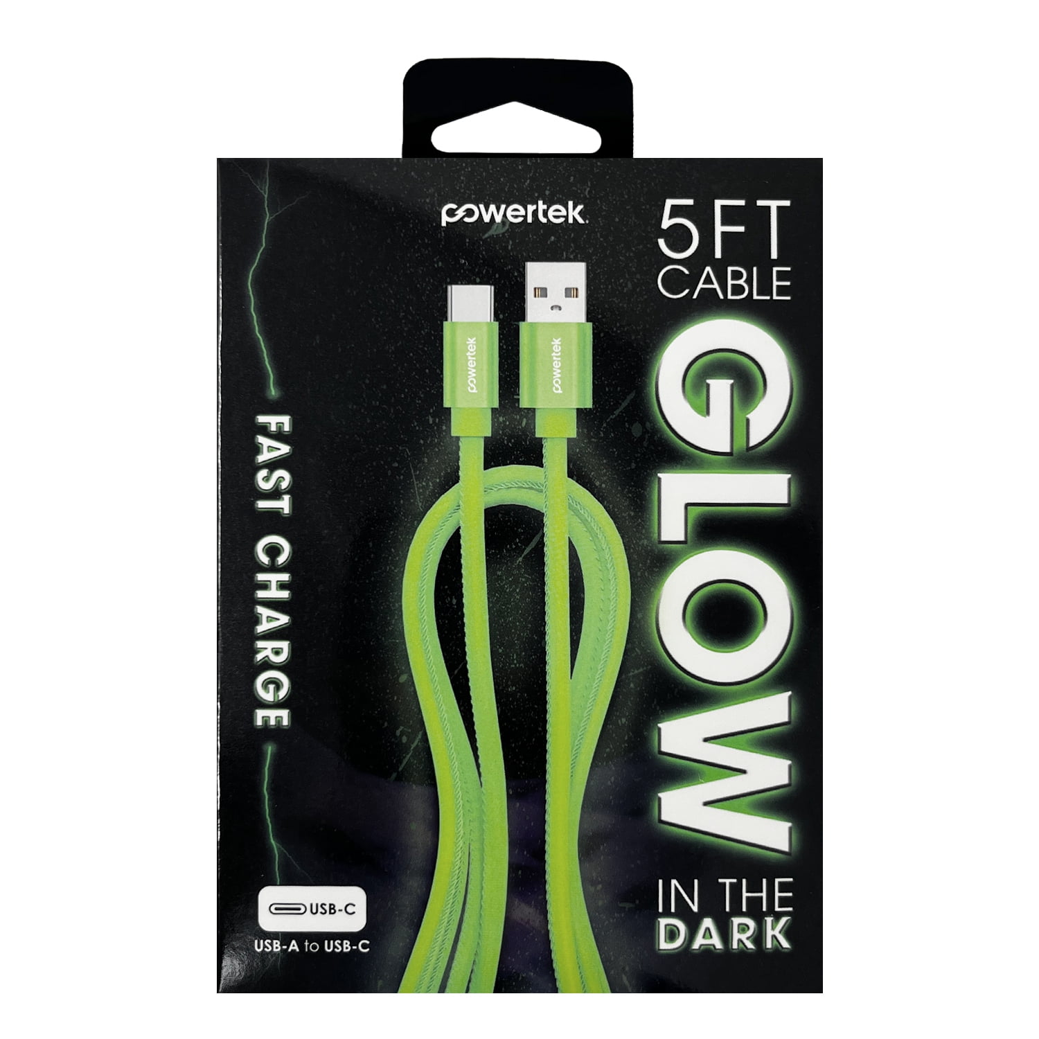 Liquipel Powertek Glow in the Dark USB-A to USB-C - Green