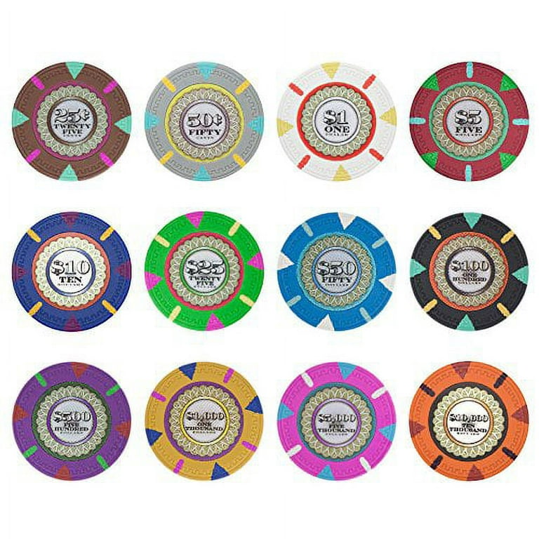  Showdown Poker Chips Set - 750 Heavyweight (13.5-Gram) Clay  Composite Chips, Cards, Dice, Dealer Button, & Aluminum Case - Professional  Casino Supplies, Kits, Holders, & Storage Container : Toys & Games